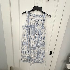 Cynthia Rowley White Dress with Blue Tile Print